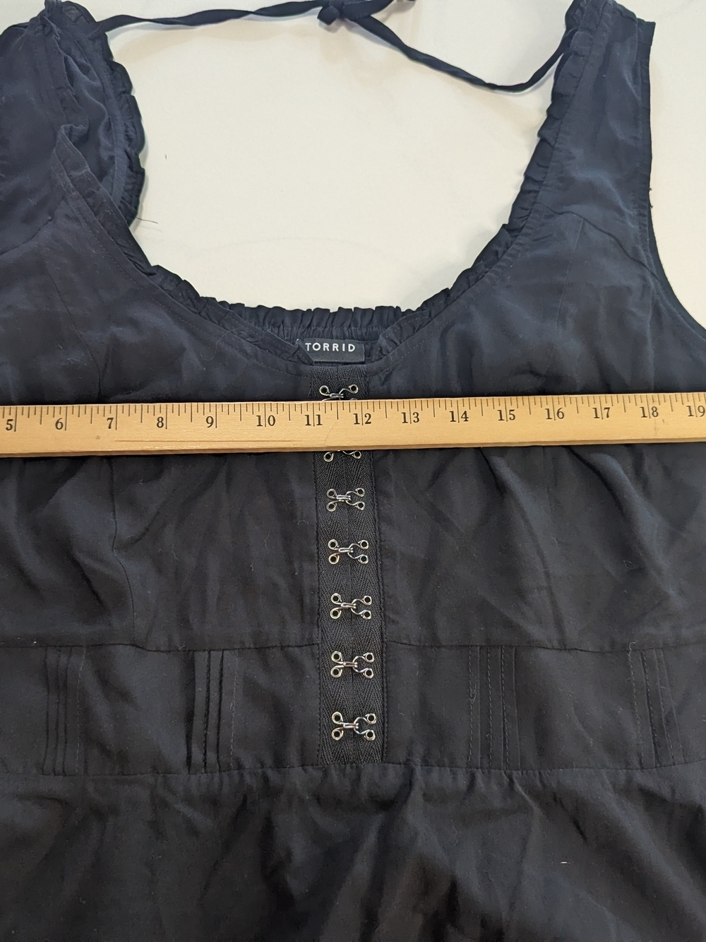 Torrid Black Babydoll Challis Corset Top Sleeveless Peplum Hook-Eye Plus Size 2 - Picture 6 of 11